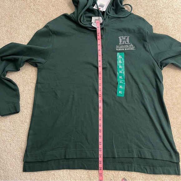 NEW Hawaii Rainbow Warriors Shirt Womens Extra Large Green Henley Hoodie NCAA - Picture 9 of 10